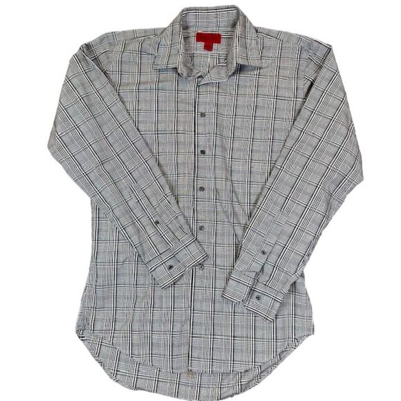 Bergamo New York Black Plaid Men's Button Front Dress Shirt Size Medium - Picture 1 of 10